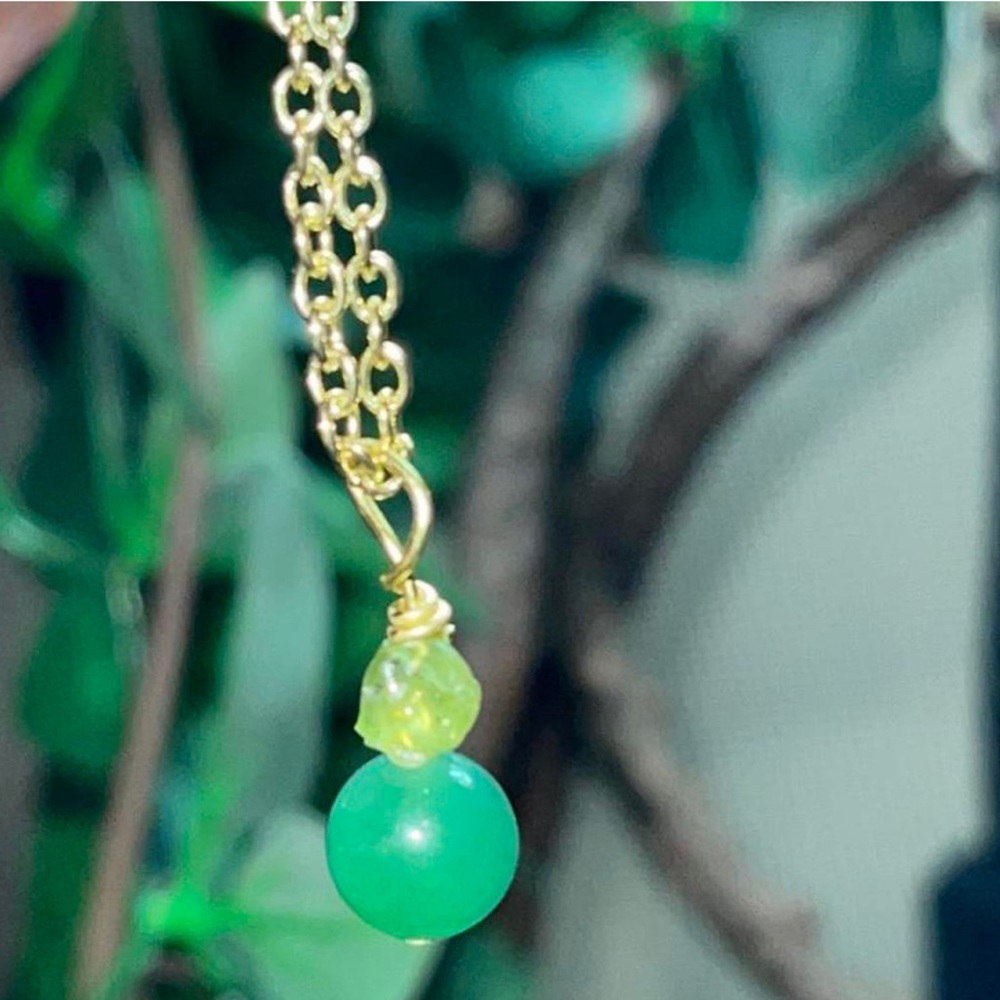 Peridot adventurine dainty necklace